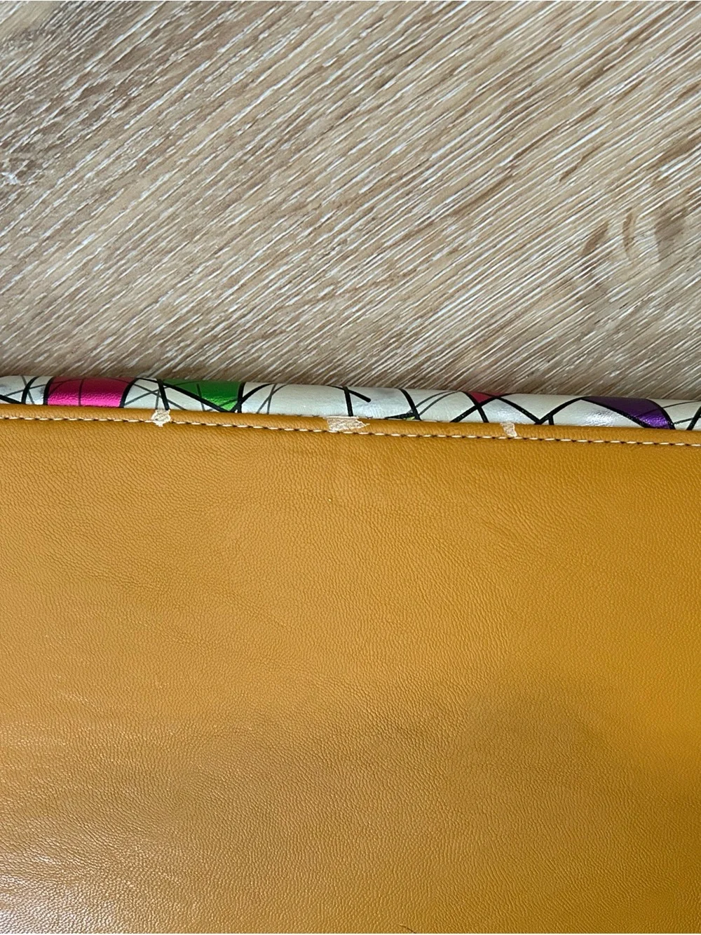 Multicolor Geometric Foldover Clutch - Mustard Accent